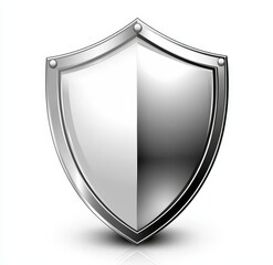 Silver metal shield, protection symbol.