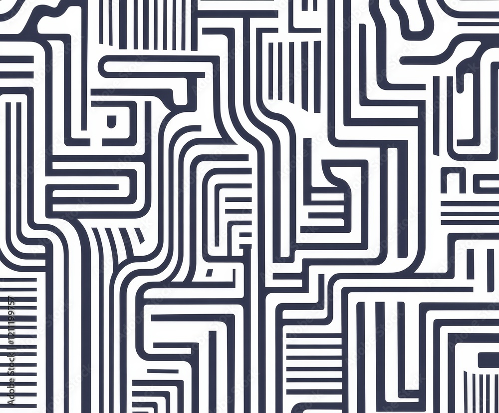 Poster Abstract geometric pattern with interconnected lines and shapes.