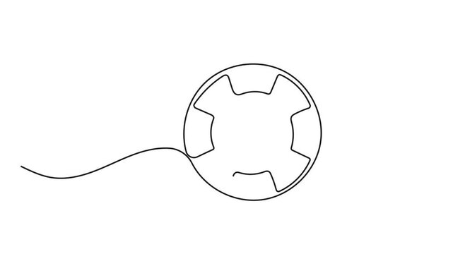 Hand drawing continuous line animation of lifebuoys, rescue belts, and an inflatable rubber ring with rope, symbolizing safety and assistance for drowning victims. The quick help a rescue ring provide