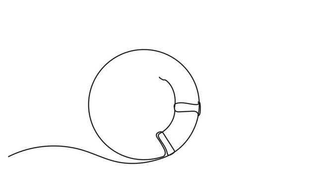 Hand drawing continuous line animation of lifebuoys, rescue belts, and an inflatable rubber ring with rope, symbolizing safety and assistance for drowning victims. The quick help a rescue ring provide