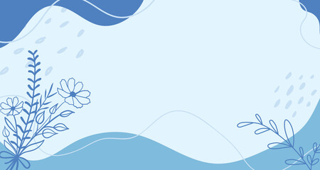 blue floral aesthetic hand drawn background. soft blue pastel aesthetic background.