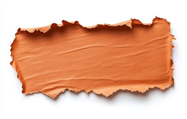 Torn orange paper texture isolated on white background.