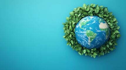 Eco-Friendly Design with Green Plants Surrounding the Earth