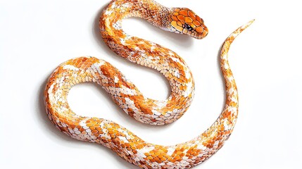 Fototapeta premium Colorful Orange and White Snake on White Background