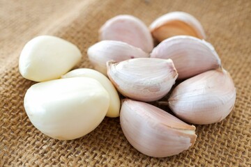Garlic background, close up food