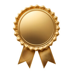 Gold Award Badge with Ribbon on Transparent Background