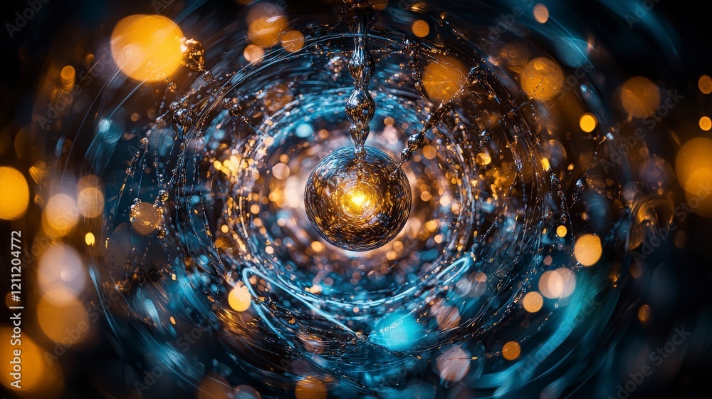Poster Dynamic circles rotating around a center abstract visuals digital art colorful bokeh close-up motion concept