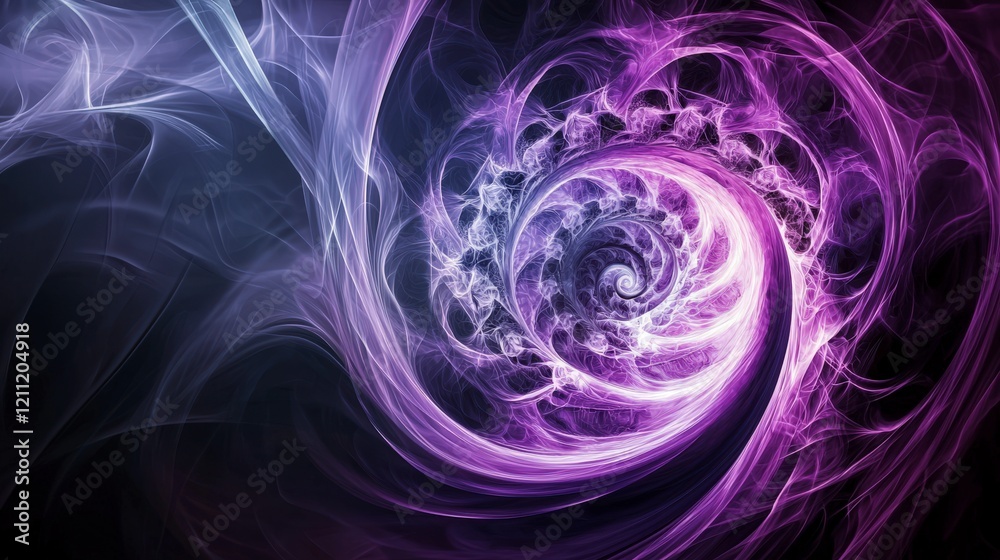 Aufkleber dynamic spiral of swirling purple light abstract art digital creation cosmic environment close-up vi