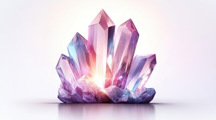 Glowing pink and purple crystals cluster.