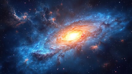 Fototapeta premium Stunning view of a vibrant galaxy swirling with stars and cosmic dust, showcasing a bright core