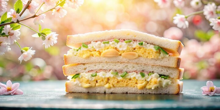 Double Exposure Tamago Sando: Japanese Egg Salad Sandwich Photography