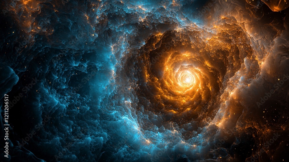 Poster Time bending and folding in space with glowing portals cosmic nebula digital art sci-fi environment abstract viewpoint