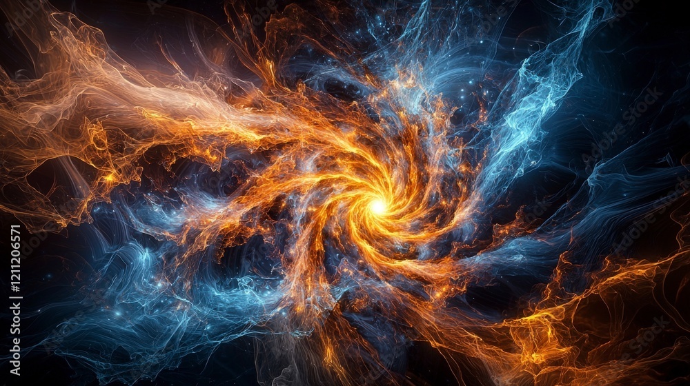 Poster Time bending and folding portal event in space cosmic swirl of glowing energy abstract digital art vibrant visualization