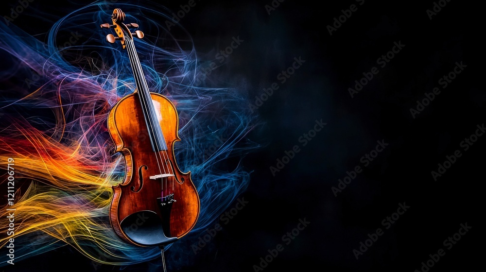 Poster vibrant musical expression abstract art digital artwork colorful background close-up view sound and 