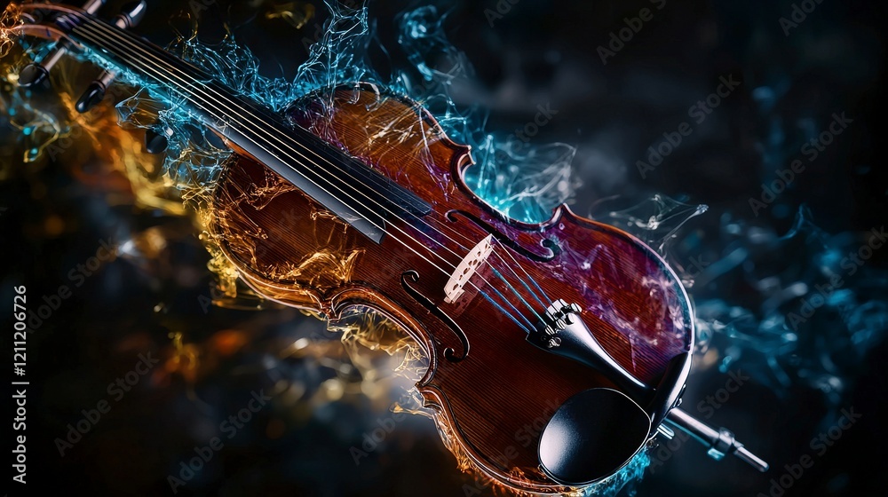 Leinwandbilder Vibrant strings of music abstract realm digital art dynamic environment close-up view sonic visualization