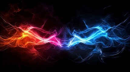 Vibrating lines of light pulsating in synchrony abstract art display digital realm vibrant colors illuminated atmosphere