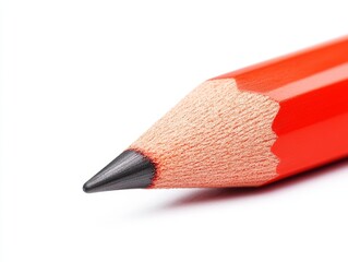 A close-up of a sharpened red pencil showcasing its vibrant color and pointed graphite tip.