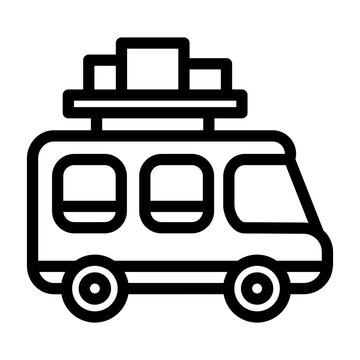black camper van with luggage clip art preview