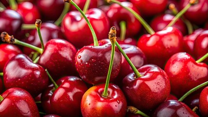 Farm Fresh Cherries: Close-Up Minimalist Studio Photography of Red Cherries