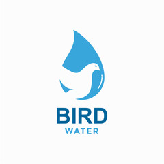 bird water simple logo in negative space 