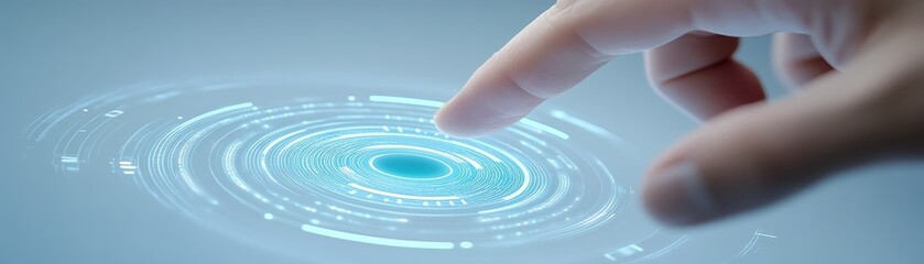 Closeup of fingertip touching fingerprinted surface, a detailed view of security and identification
