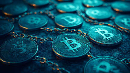 Exploring cryptocurrency trends bitcoin coins on table financial market close-up digital economy insights