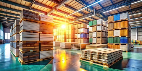 Laminate Flooring Warehouse Stock Photography: High-Resolution Images of Stored Flooring Materials