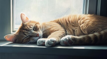 Ginger Cat Napping in Sunbeams