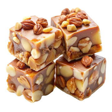 Tasty nuga with nuts isolated on transparent background  

