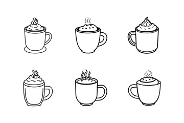 hot cocoa icon line art vector illustration