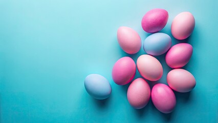 Minimalist Easter Photography: Pink Eggs Blue Pink Background Long Exposure Flat Lay