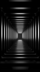 Obraz premium digital technology black and white square abstract geometric tunnel poster background