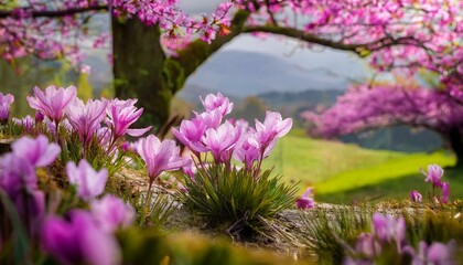 Springtime themed landscape background