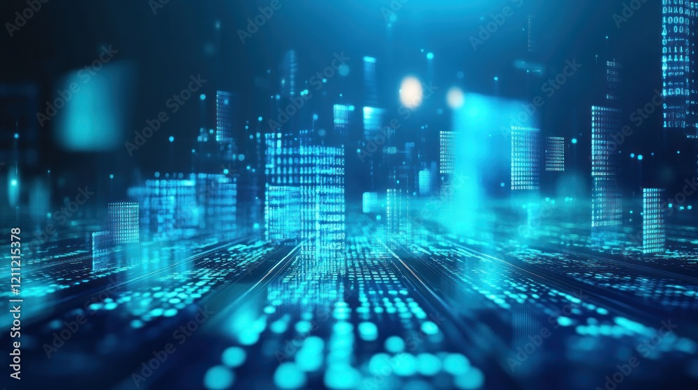 Wall mural digital cityscape: a futuristic metropolis of binary code
