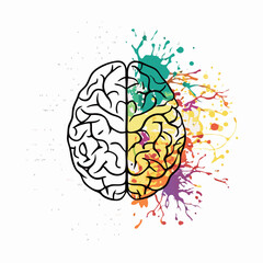 Fototapeta premium Brain left and right vector illustration (2)