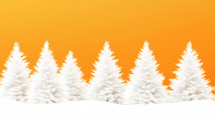 Snowy Christmas Tree Design on Orange Background