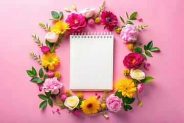 Pastel Pink Floral Notepad Mockup: Creative Design Inspiration & Tranquility