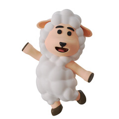 Fototapeta premium Dancing Cute Sheep Mascot Animal 3D