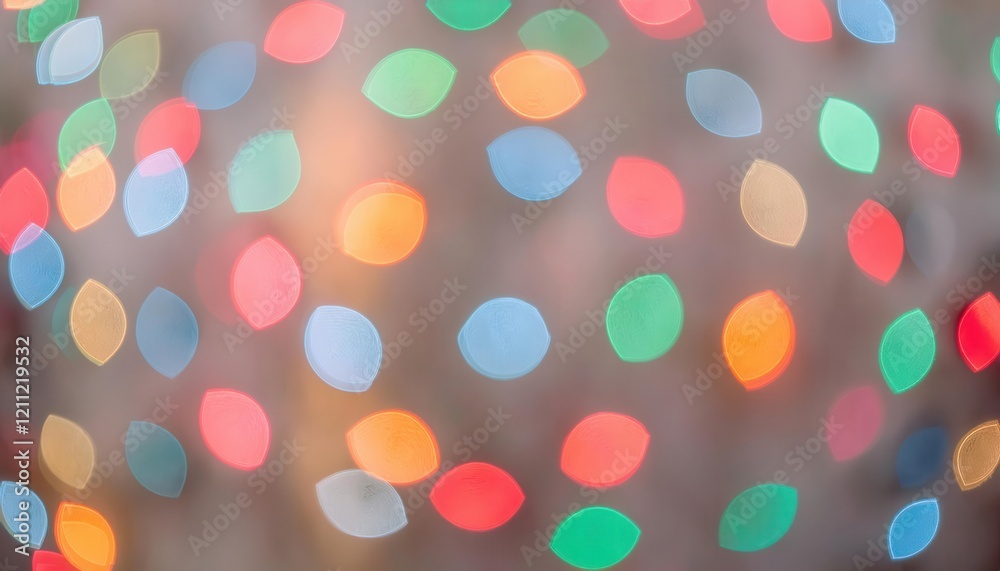 Poster blurred multicolored bokeh effect with soft pastel hues, ideal for festive backgrounds, design elements, or abstract artistic compositions

