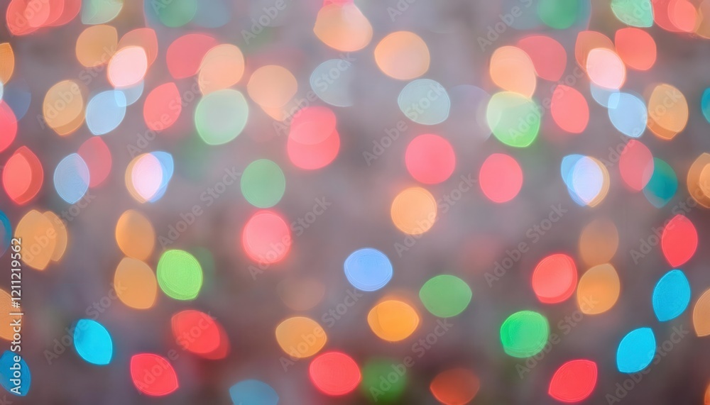 Poster blurred multicolored bokeh effect with soft pastel hues, ideal for festive backgrounds, design elements, or abstract artistic compositions


