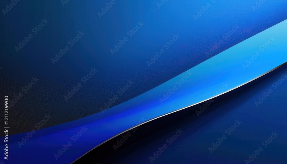 Poster abstract geometric blue background with diagonal black and light blue lines, modern minimalist digit