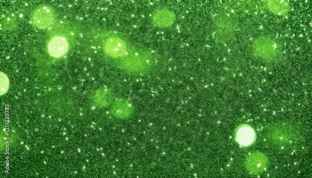 Poster glowing green abstract background with sparkling points of light resembling a cosmic scene, ideal for design or sci-fi themes