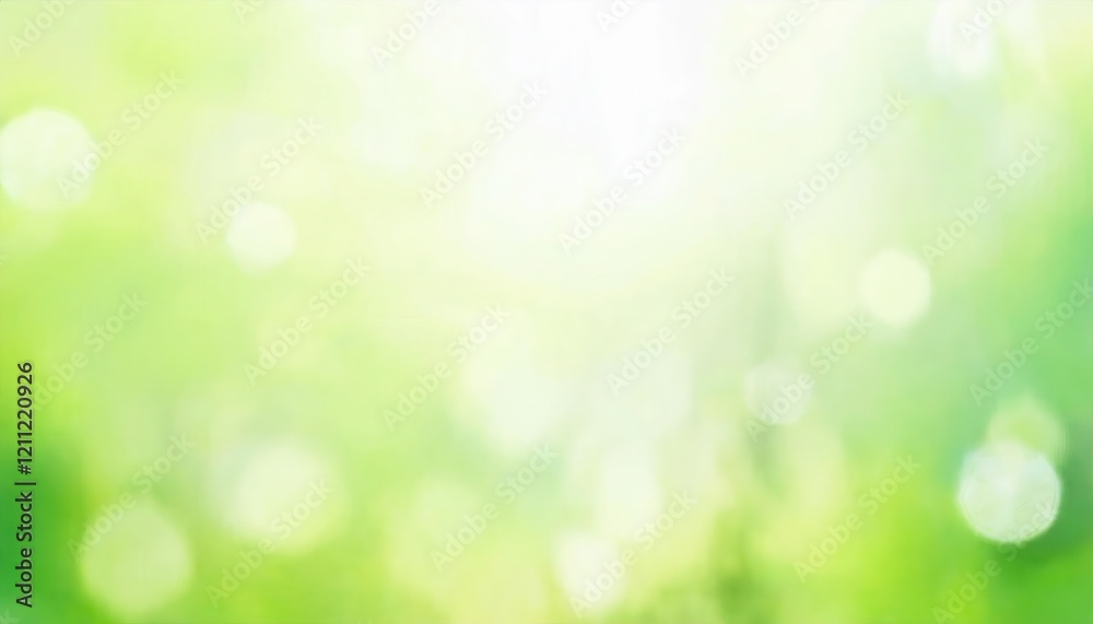 Poster serene green and white bokeh light background with soft blurred nature tones, perfect for design, pr