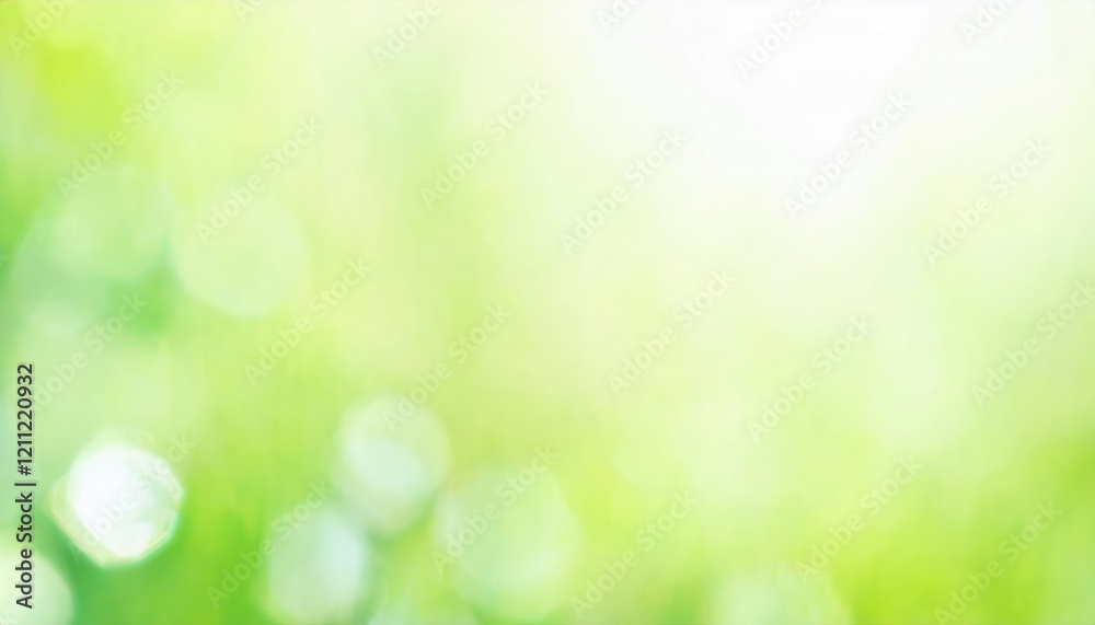 Poster serene green and white bokeh light background with soft blurred nature tones, perfect for design, pr