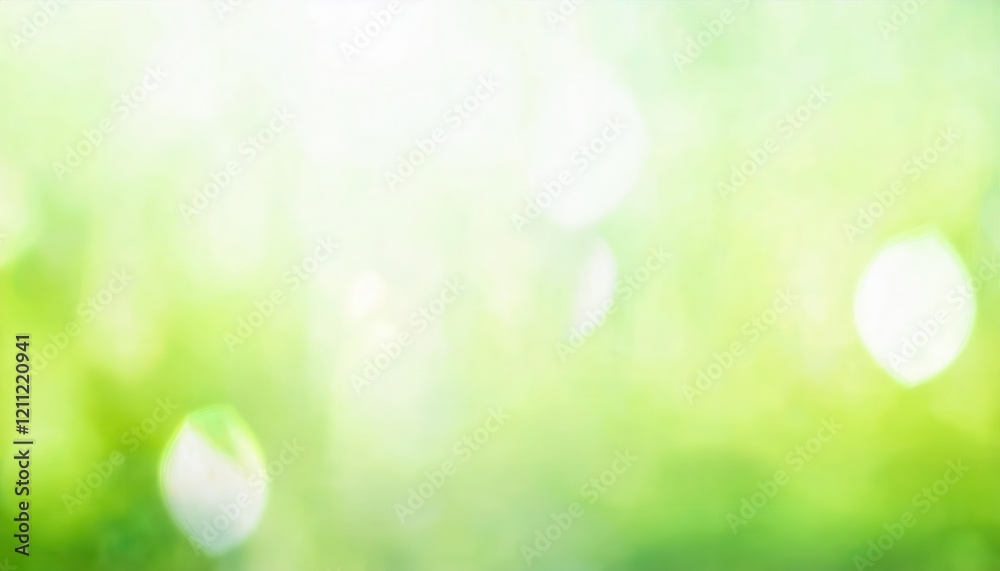 Poster serene green and white bokeh light background with soft blurred nature tones, perfect for design, pr
