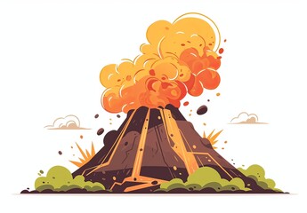  erupting volcano with orange lava