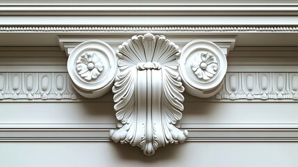 Naklejka premium Elegant White Architectural Capital Detailing