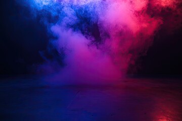 Empty stage in dark room with spotlight and smoke. Abstract background