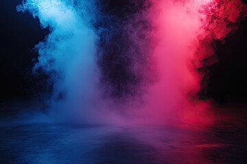 Empty stage in dark room with spotlight and smoke. Abstract background