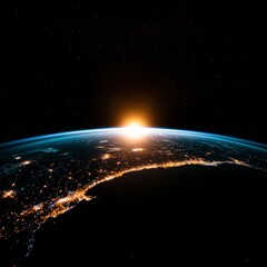 Global Sunrise  Earth from Space  City Lights  International Connections